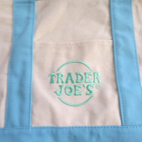 NEW Limited Trader Joe’s Mini Pastel Canvas Tote Bag with Tags - Blue - Picture 3 of 8